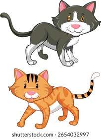 Cute Kawaii Cat Set – Han drawn Vector Clipart