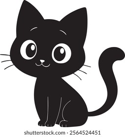 A cute Kawaii cat silhouette vector and illustration design.