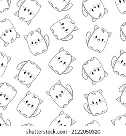 Cute gato kawaii. Ilustración vectorial. Patrón sin foco.	