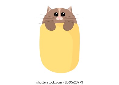 A cute kawaii cat wrapped in a burrito. Purrito pun as a concept. Good for t-shirts and especially for stickers.