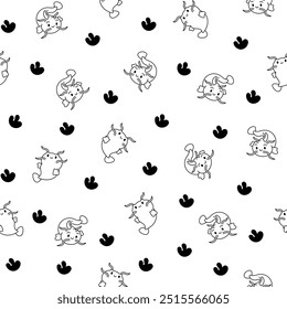 Cute kawaii catfish in different poses. Seamless pattern. Coloring Page. Funny cartoon aquatic animal character. Hand drawn style. Vector drawing. Design ornaments.