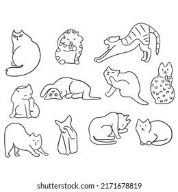 Cute Kawaii Cats Funny Poses Vector Stock Vector (Royalty Free ...