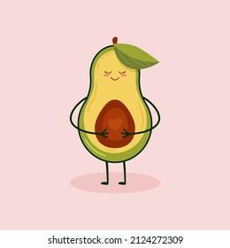 El personaje kawaii lindo aguacate preñado. Impresión divertida para prendas de vestir y productos impresos