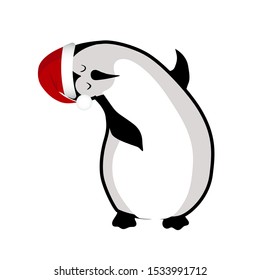 cute kawaii characters. Arctic penguin. Funny animal in New Year`s