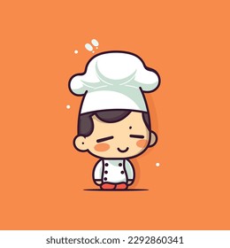 Cute kawaii chef chibi  mascot vector cartoon style