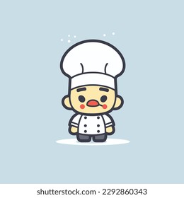 Cute kawaii chef chibi  mascot vector cartoon style