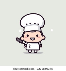 Cute kawaii chef chibi mascota estilo de dibujos animados vectoriales