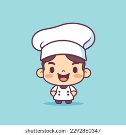 Cute kawaii chef chibi  mascot vector cartoon style