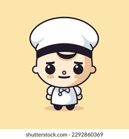 Cute kawaii chef chibi  mascot vector cartoon style
