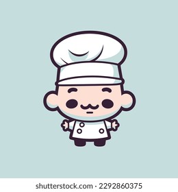 Cute kawaii chef chibi  mascot vector cartoon style