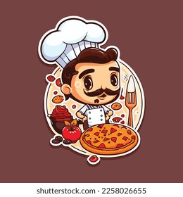 Cute Kawaii chef Vector Art Illustration