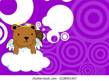 cute kawaii cherub angel beaver character cartoon background illustration in vector format