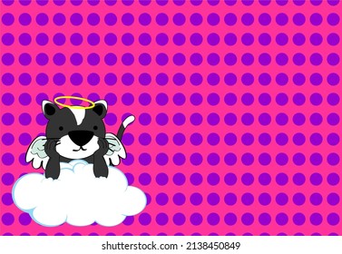 cute kawaii cherub angel cat character cartoon background illustration in vector format