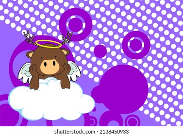 cute kawaii cherub angel deer character cartoon background illustration in vector format