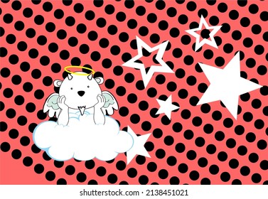 cute kawaii cherub angel goat character cartoon background illustration in vector format