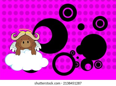 cute kawaii cherub angel ox character cartoon background illustration in vector format