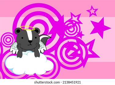 cute kawaii cherub angel skunk character cartoon background illustration in vector format