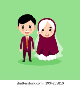 Cute Kawaii Chibi Couple Muslim Wedding Character