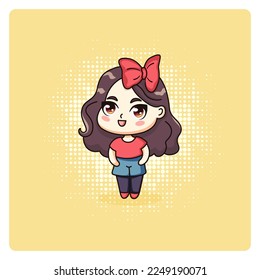 Cute and kawaii chibi Girl. Chibi girl in pop art style.