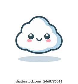 cute kawaii chibi white cloud cartoon character vector illustration template design