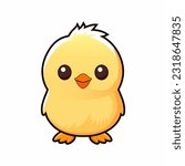 cute kawaii chick vector, white background