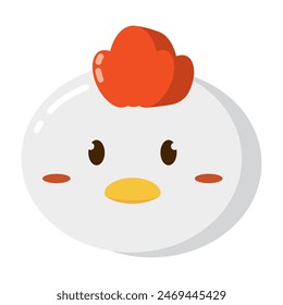 Cute kawaii chicken animal character emoticon Vector illustration