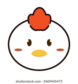 Cute kawaii chicken animal character emoticon Vector illustration
