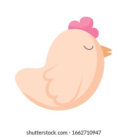 Cute kawaii chicken cartoon design, Animal zoo life nature character childhood and adorable theme Vector illustration