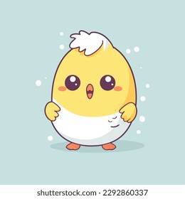 Cute kawaii chicken chibi  mascot vector cartoon style