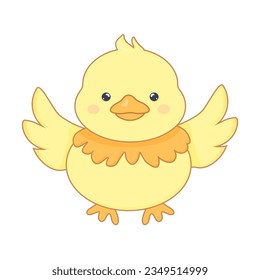 cute kawaii chicken duck on white isolated