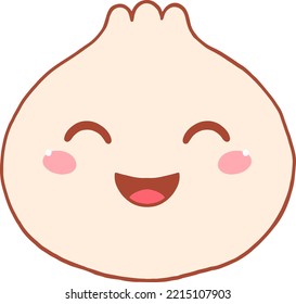 Cute kawaii Chinese dumpling. Vector illustration