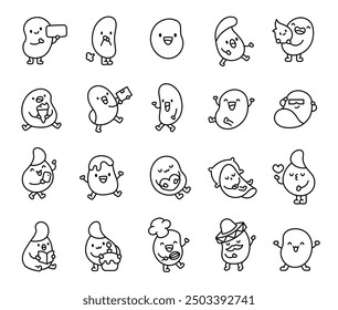 Cute kawaii chips character. Coloring Page. Funny cartoon food. Hand drawn style. Vector drawing. Collection of design elements.