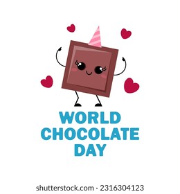 Cute kawaii chocolate bar for World Chocolate Day