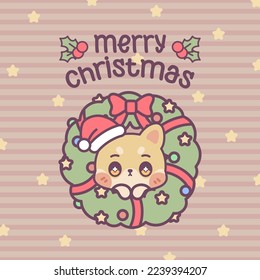 CUTE KAWAII CHRISTMAS ANIMALS PEEKING
