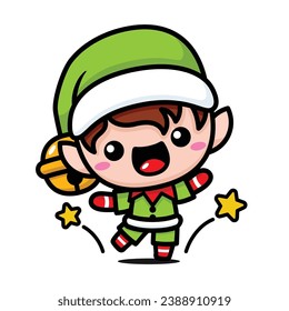 Cute And Kawaii Christmas Elf Dancing