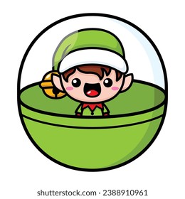 Cute And Kawaii Christmas Elf In A Gachapon Ball