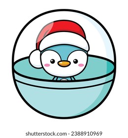 Cute And Kawaii Christmas Penguin In Gachapon Gacha Ball