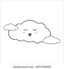 Cute kawaii cloud for decorating, suitable for sticker, t-shirt, mug, etc. vector formats. Eps 10

