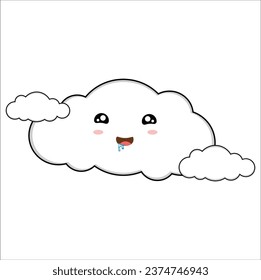 Cute kawaii cloud for decorating, suitable for sticker, t-shirt, mug, etc. vector formats. Eps 10

