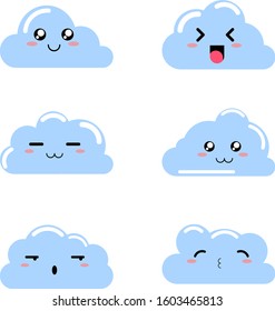 Cute Kawaii Cloud Expression Doodle