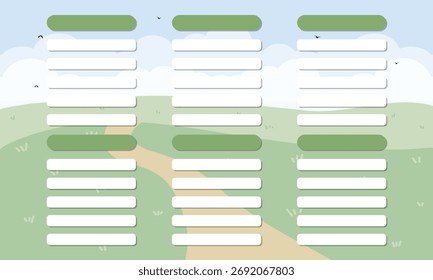 Cute Kawaii Clouds and Cartoon to do list background