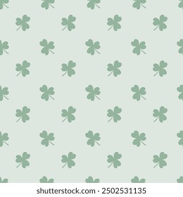 Cute kawaii clover leaves seamless pattern with pastel background