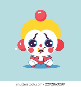 Cute kawaii clown chibi  mascot vector cartoon style
