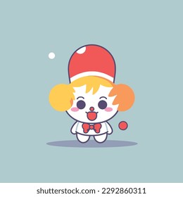 Cute kawaii clown chibi  mascot vector cartoon style