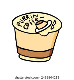 cute kawaii coffee cup doodle illustration