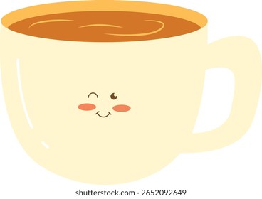Kawaii bonito café xícara Winking Ilustração