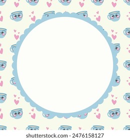 Cute kawaii coffee lover pattern notepad and poster background design