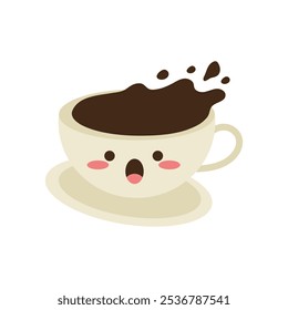 Cute Kawaii Coffee Vector - Hot Coffee