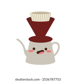 Lindo Vector de café Kawaii - Brebaje manual