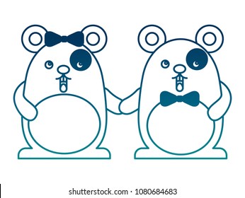 cute kawaii couple mouse holding hands